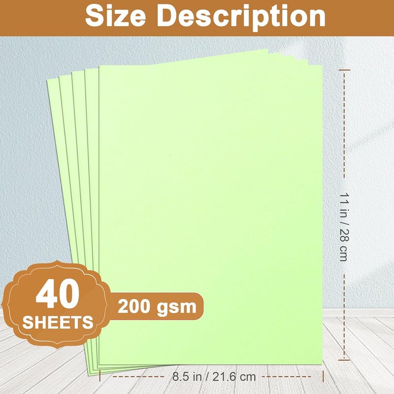 Silunkia 40 Sheets Light Green Cardstock 8.5 x 11 Craft Paper, 75lb Premium Green Paper Card Stock for DIY Cards Making, Greeting Cards, Wedding Invitations, Birthday Party - Image 2
